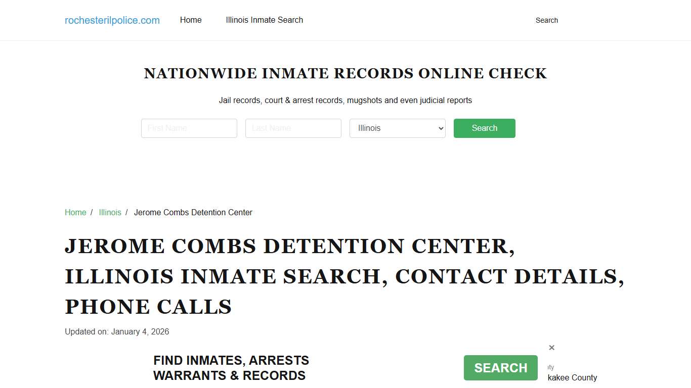 Jerome Combs Detention Center, Illinois Inmate Search, Contacts